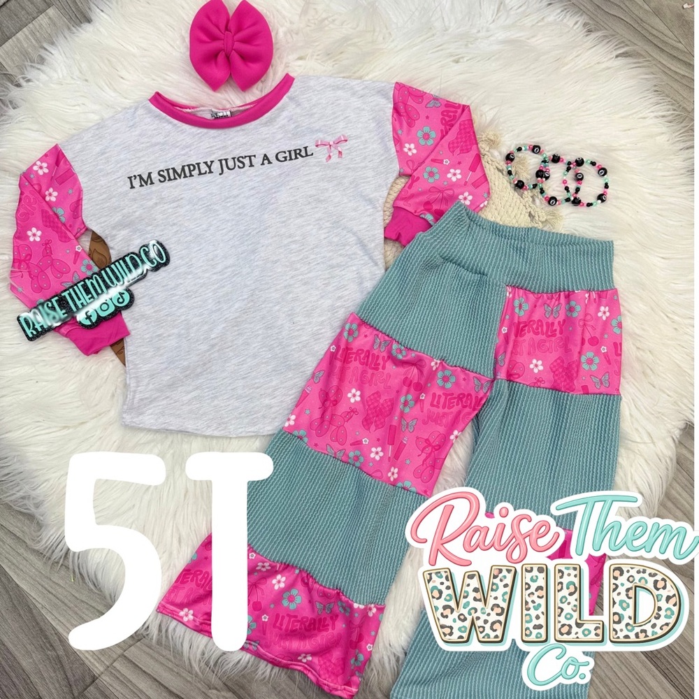 Pink and Gray Long Sleeve Tee & flowy pants handmade